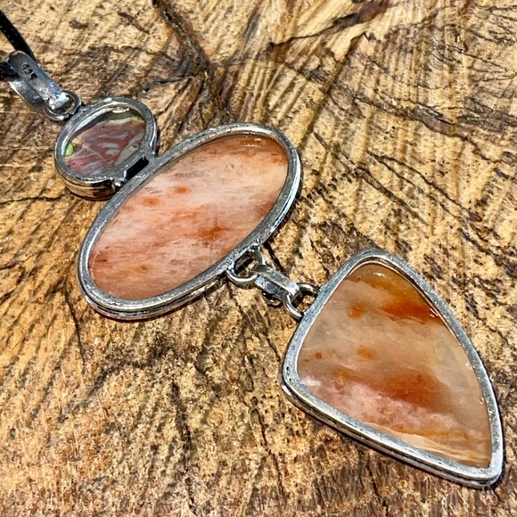 Large Rustic Orange Aventurine & Noreena Jasper Pendant 3 7/8” - Picture 9 of 16